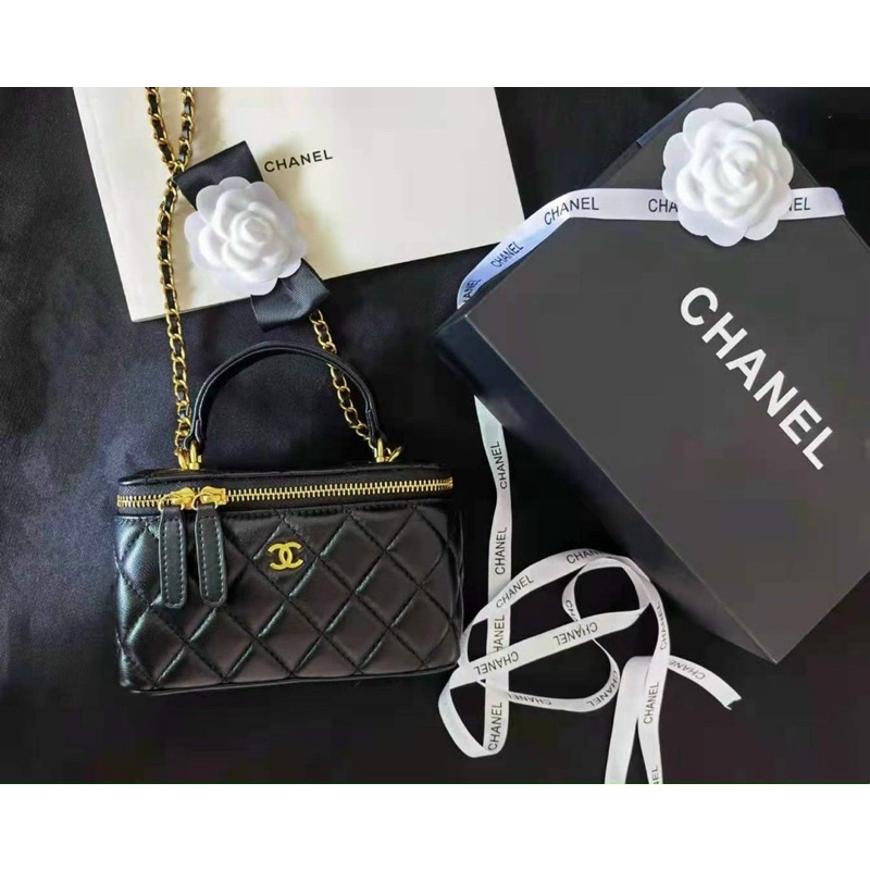 Túi cốp hoa trà trần chám da mềm có quai cầm size 20 không kèm hoa sang chảnh M111