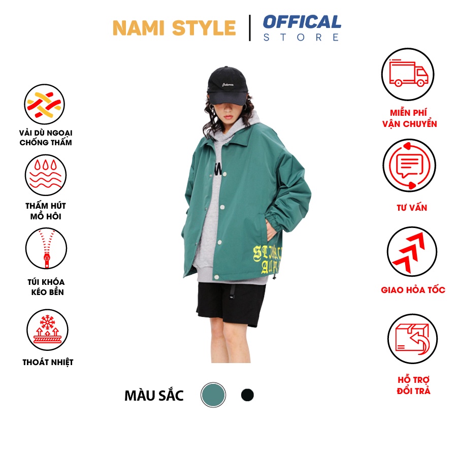 Áo khoác,Áo gió 2 lớp in chữ form rộng unisex nam nữ mặc cực đẹp