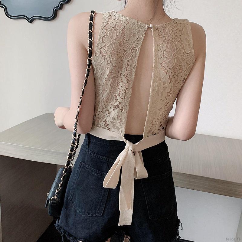 Áo Sát Nách Cổ Tròn Thiết Kế Hở Lưng Quyến Rũ