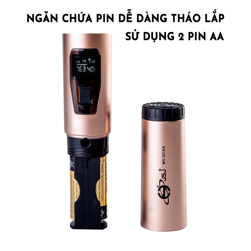 Micro karaoke không dây cao cấp JSJ-W221 mẫu mới tích hợp màn hình led chuyên nghiệp, công nghệ giảm tiếng ồn thông minh