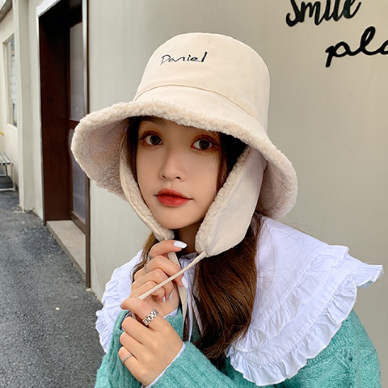 Mũ tai bèo phối lông cừu thời trang thu đông 2021 cho nữ