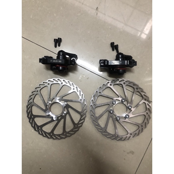 Bộ phanh , thắng đĩa xe đạp + đĩa ren