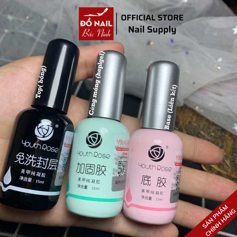 Base Top Cứng Móng Hoa Hồng Hàng Chuẩn Loại 1 Chai 15ml