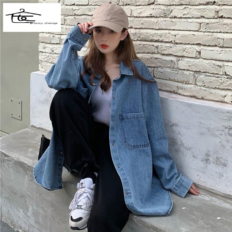Áo Khoác Denim Mỏng Dáng Rộng Dài Tay Thời Trang Xuân Thu Kiểu Mới 2022