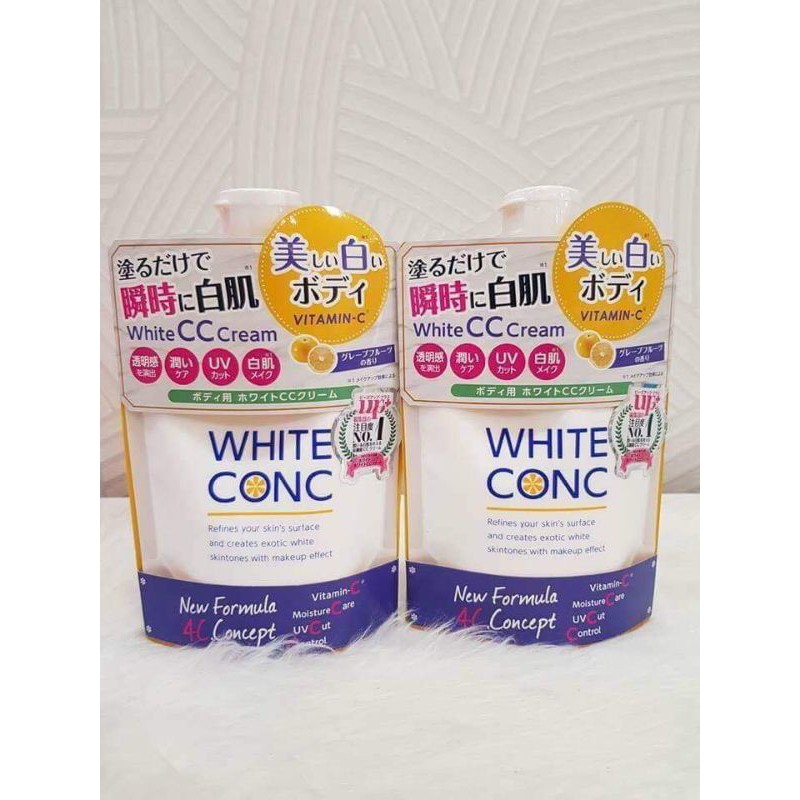 Sữa dưỡng thể trắng da White Conc Body White CC Cream Nhật Bản túi 200g - Dưỡng trắng da, mờ vết thâm, chống lão hóa