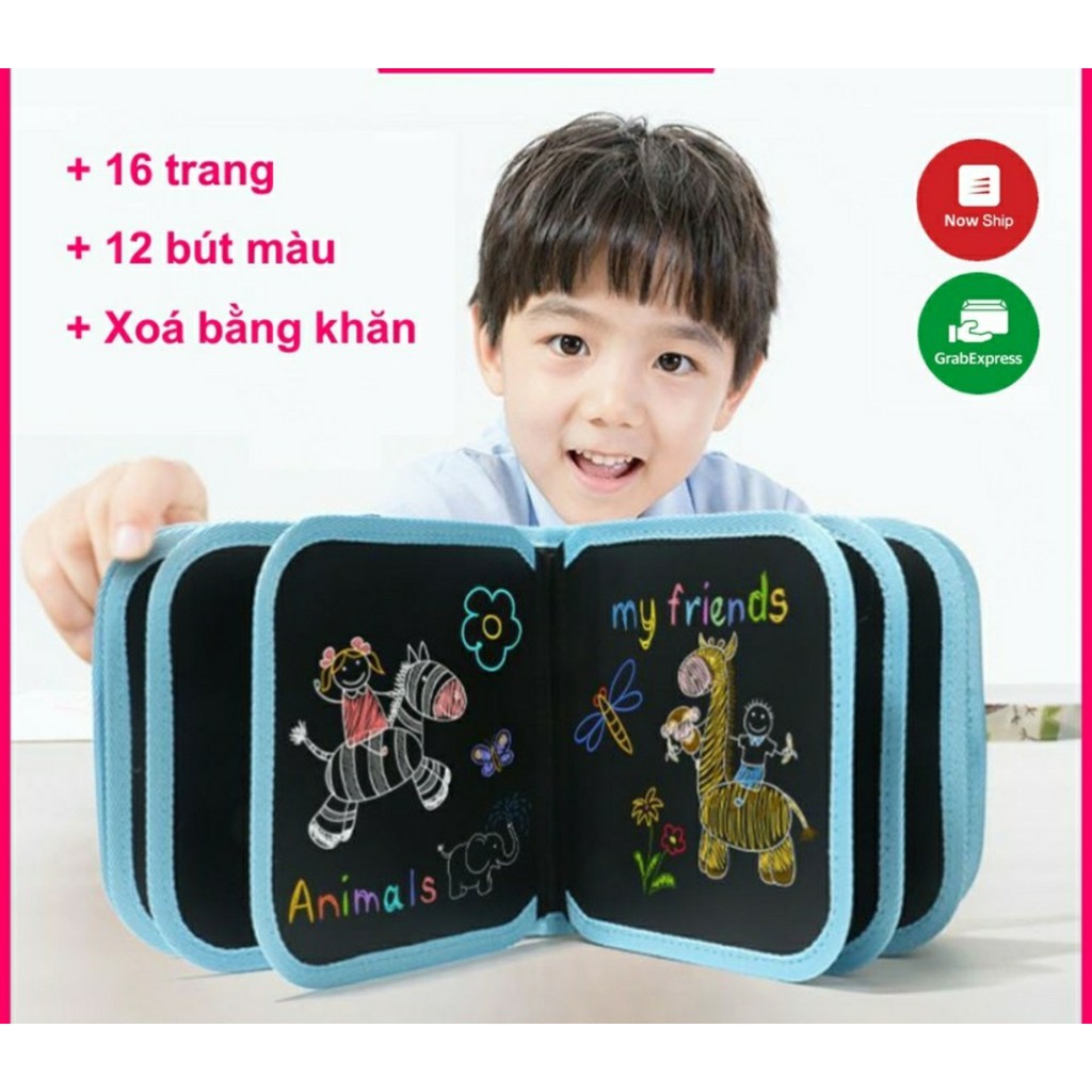 Sách Vẽ Hình Cho Bé, Xóa Được, 16 Trang, 12 Bút Màu Nước, Bảng Vẽ Hình Thông Minh Cho Bé.