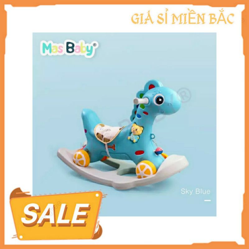 Ngựa Bập Bênh có đèn có nhạc có bánh xe 2in1 Loại 1 (kèm chuông lục lạc )