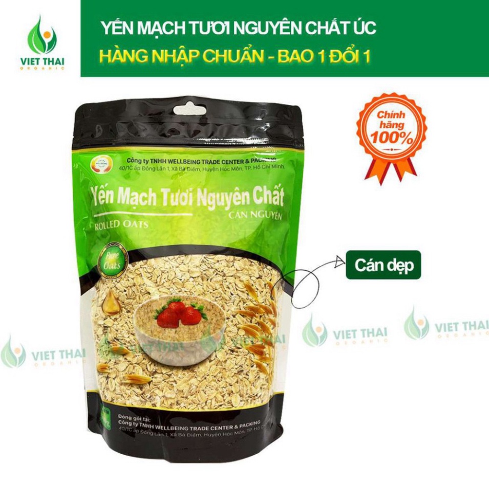 [BÁN SỈ] Yến mạch tươi Úc Well Being [CHẤT LƯỢNG] Yến mạch hữu cơ nguyên chất cán vỡ / cán dẹp ( Gói 500g )