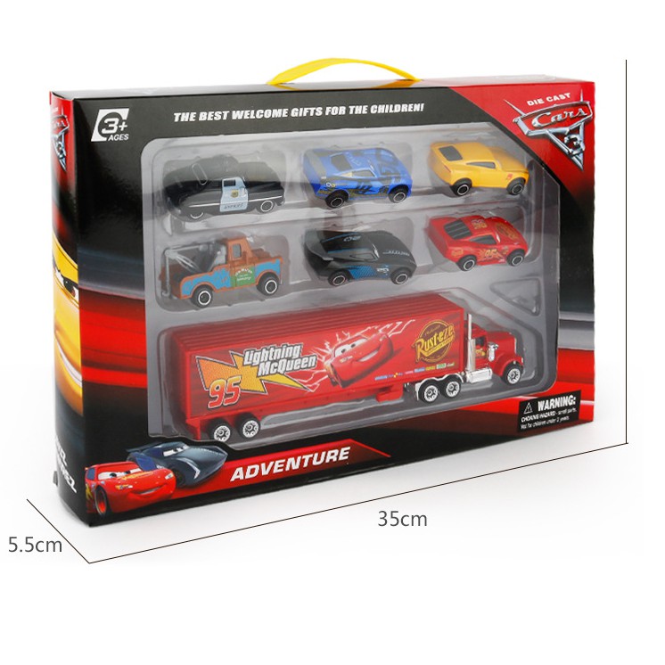 Bộ xe tải Lightning MC Queen và 06 xe car 3 xe ô tô đồ chơi trẻ em