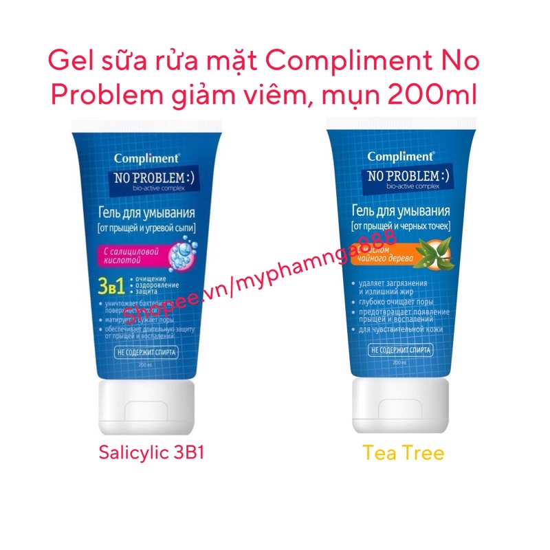 Sữa Rửa Mặt Compliment No Problem Dạng Gel Dành Cho Da Dầu, Giảm Viêm Mụn