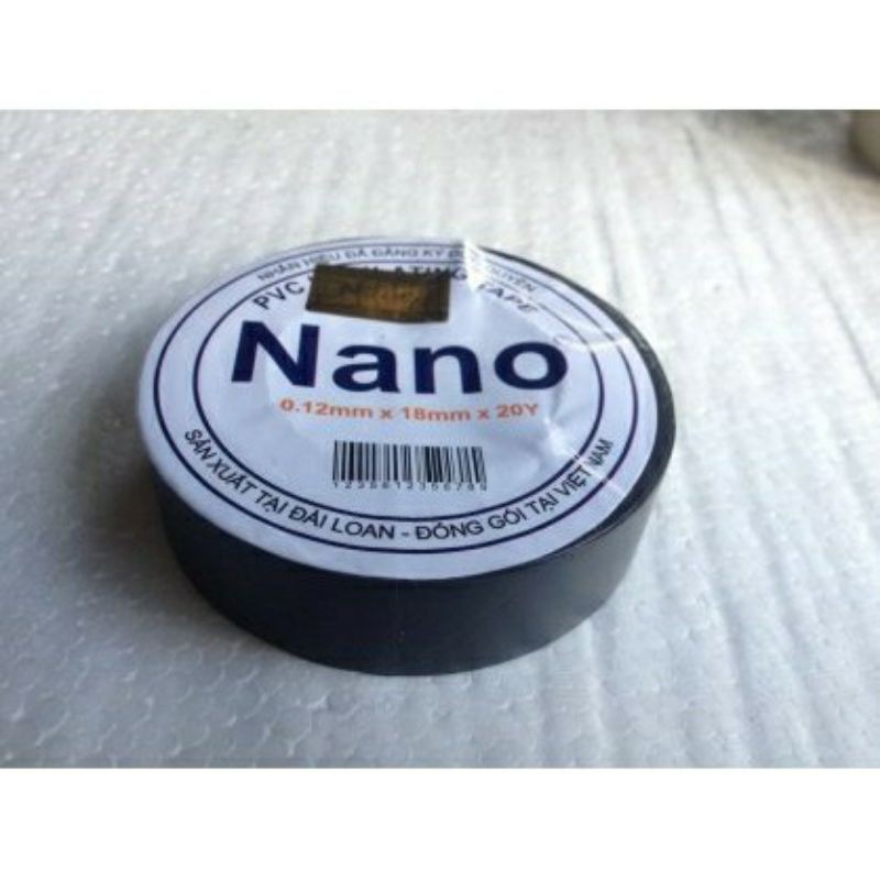 1 cuộn băng dính điện đen Nano, dán dây điện, cách điện, băng dán đen dành cho kỹ sư chính hãng có in chìm NANO
