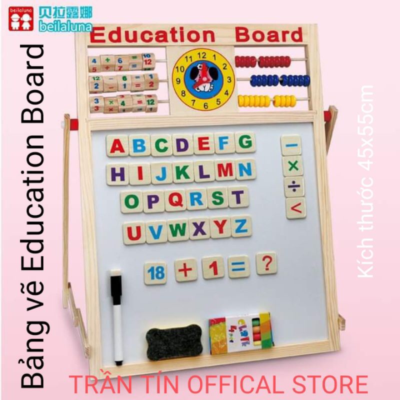 [Mai Anh store] Bảng nam châm - bảng tính 2 mặt bằng gỗ education giúp bé học chữ số và chữ cái