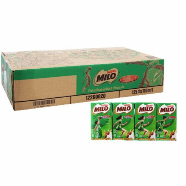 Thức uống lúa mạch Milo hộp 115ml (thùng 48 hộp).Date mới