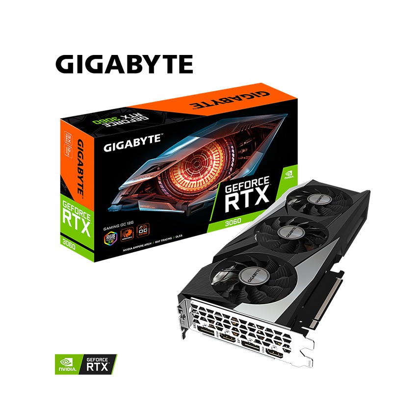 Card màn hình Gigabyte RTX 3060 GAMING OC 12G 3 FAN NEW Chính hãng