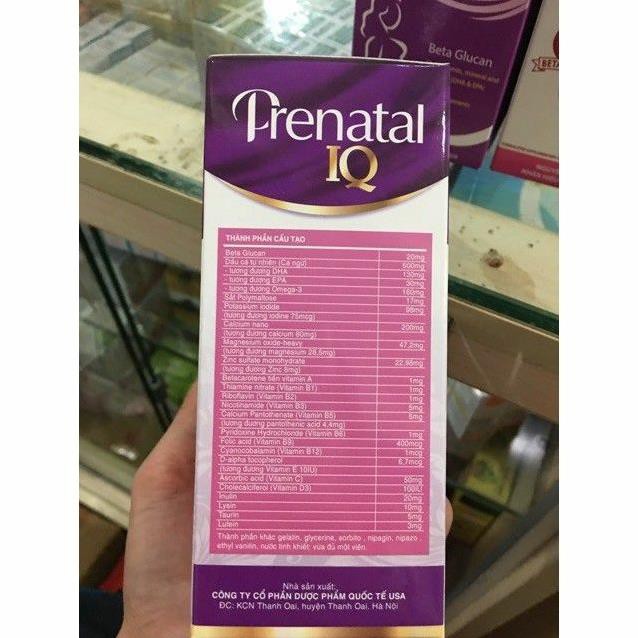 prenatal IQ có thành phần DHA Viên bổ bà bầu Bổ sung sắt, acid folic, vitamin cho mọi phụ nữ mang thai và cho con bú 30v