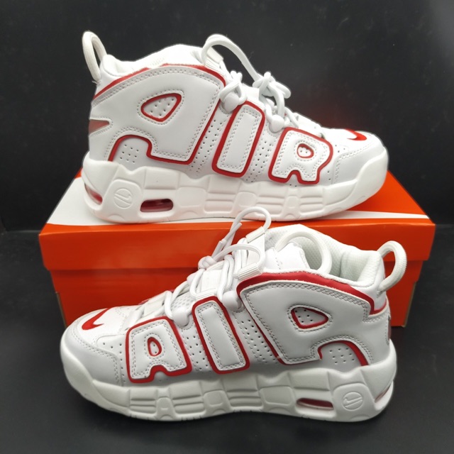 (Xả Hàng Đón 2020). [FULL BOX] Giày Sneaker air uptempo Trắng chữ viền đỏ nữ ' , ; ‣ ! ˇ ་ #