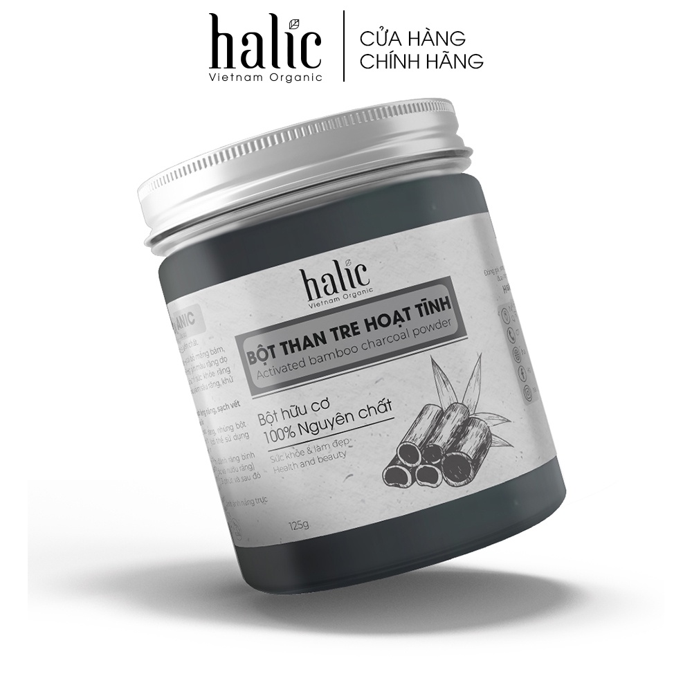 Bột trắng răng Than Tre Hoạt Tính nguyên chất Halic Organic 125G hiệu quả trắng răng, loại bỏ cao răng, ngăn vi khuẩn