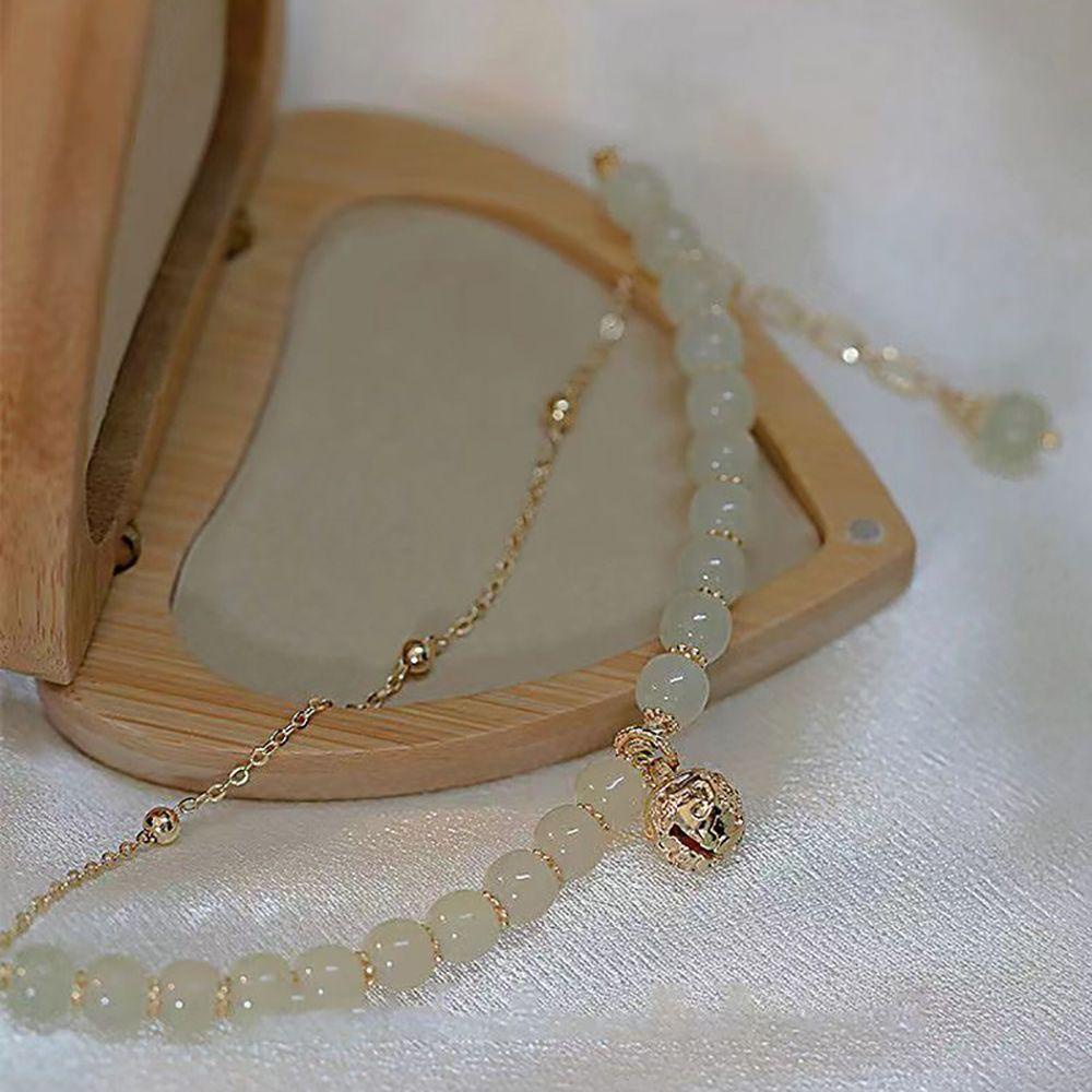 Aaron1 Vòng Tay Hạt Ngọc Bích Bằng Hợp Kim Handmade Duyên Dáng Cho Nữ