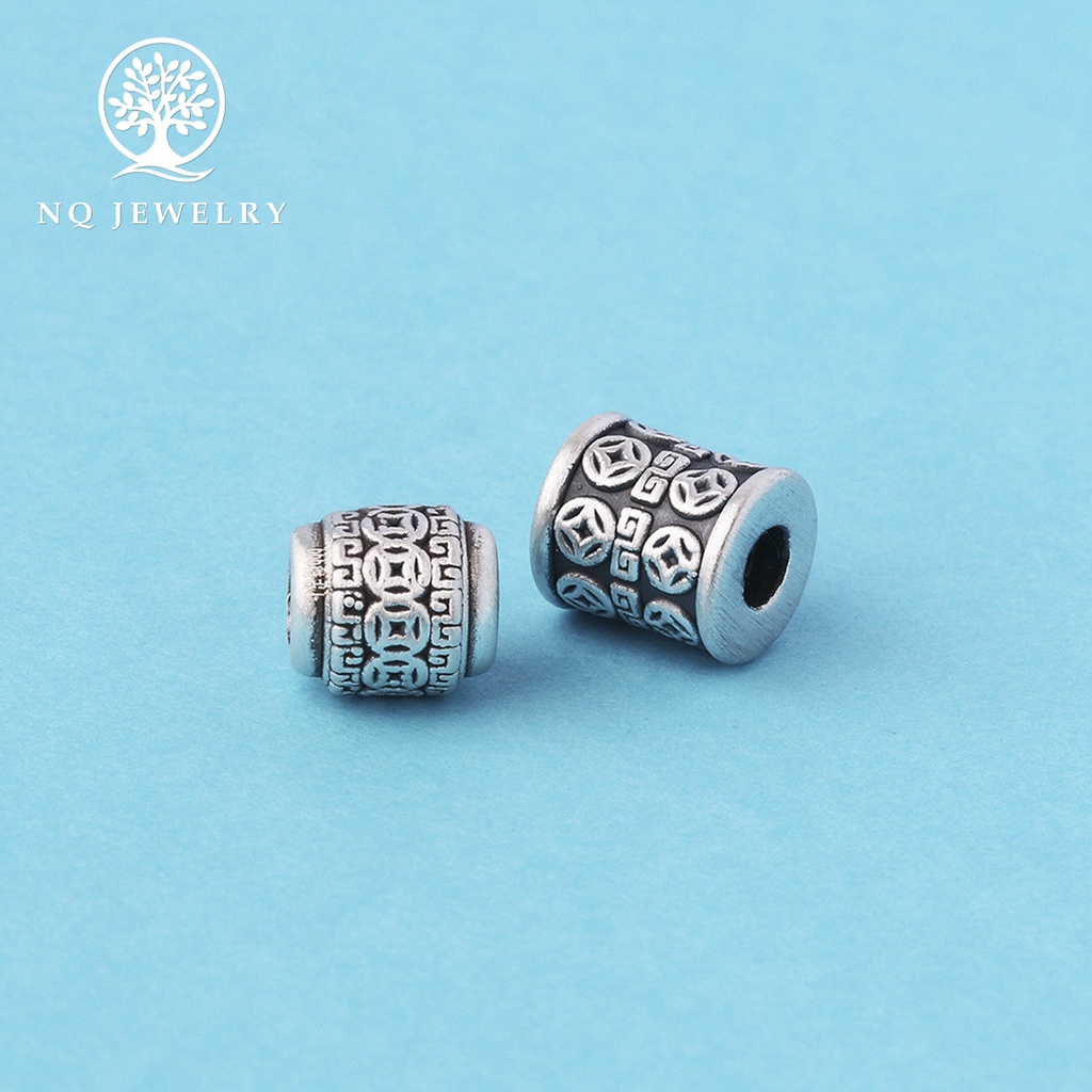 Charm bạc xỏ ngang họa tiết - NQ Jewelry