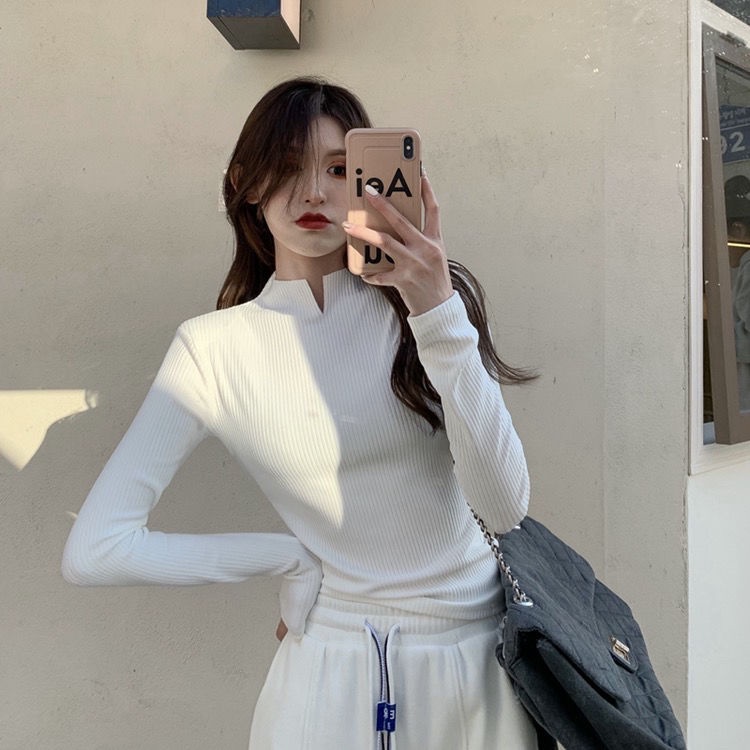 Áo thun COZOK tay dài cổ cao màu trơn