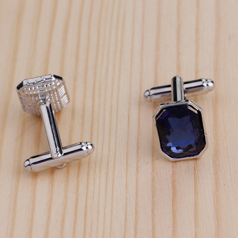 1 Pair Diamond Colorful Glass Cufflinks Womens Mens (Blue) G2VN