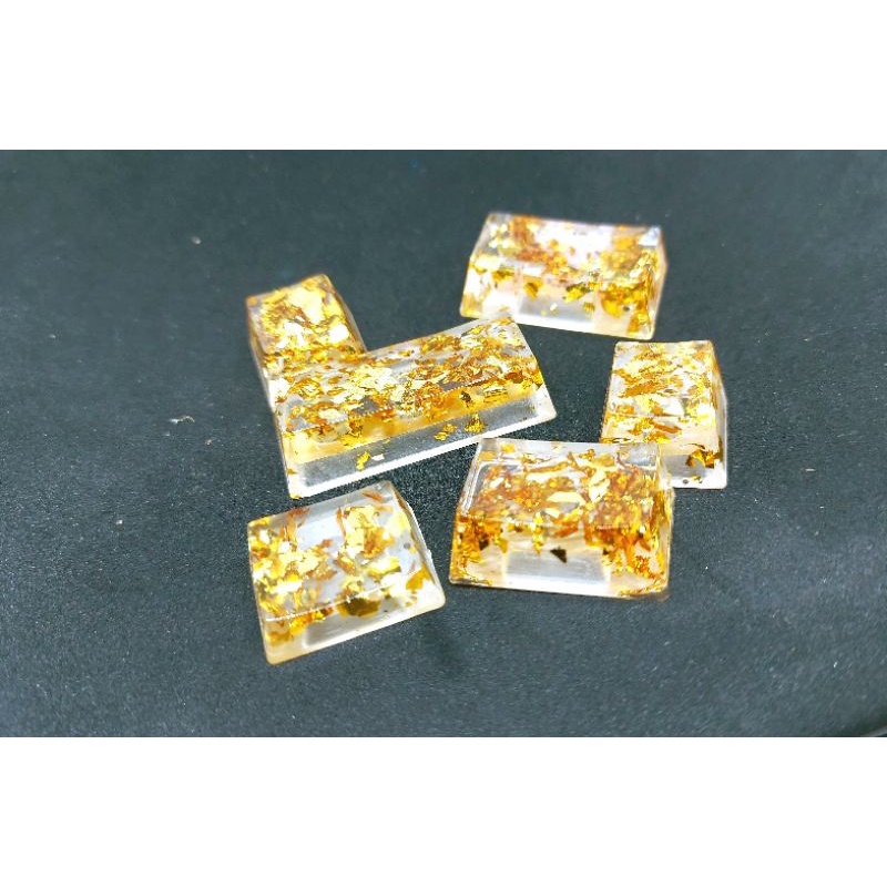 Set 6 Keycap resin lá vàng trang trí bàn phím cơ gaming