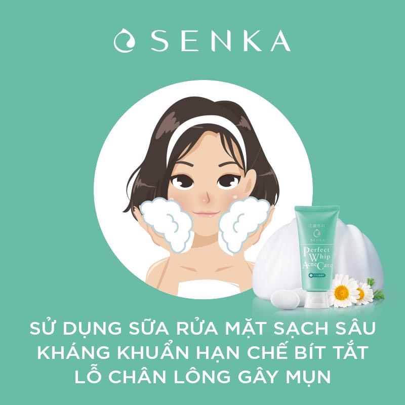 Sữa rửa mặt dành cho da mụn Senka perfect whip acne care 100g