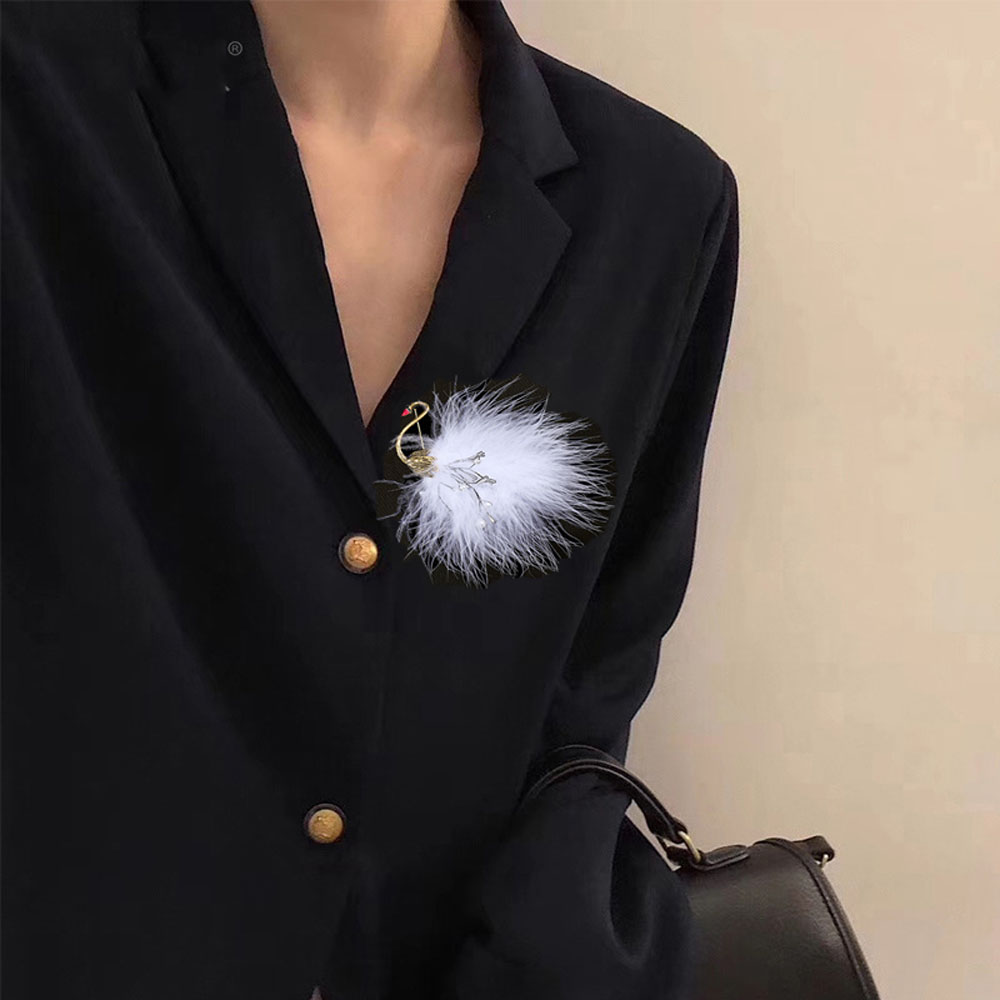 Ghim Cài Áo Hình Thiên Nga Đính Ngọc Trai Nhân Tạo Thời Trang Cho Nữ