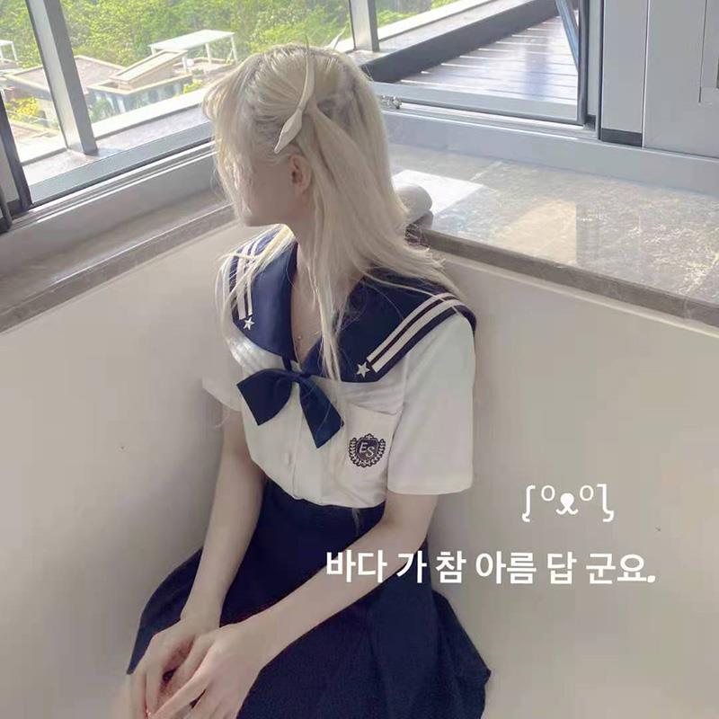 [two-piece Suit]summer New Korean Jk Uniform Skirt Pleated Skirt Short Sleeve Shirt College Fashion[delivery Within 15 Days ]