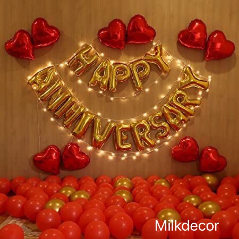 TẶNG ĐÈN - Set Bóng Bay Kỷ Niệm Ngày Cưới { Tặng kèm vỏ bóng} MM09