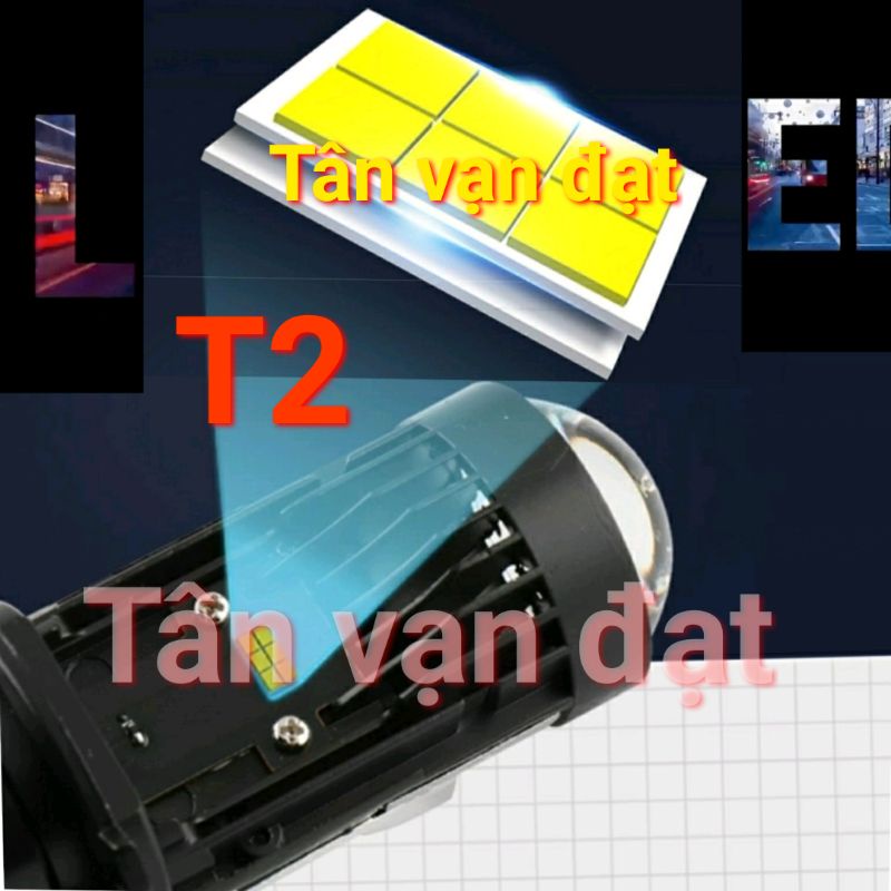 Bi mini T2 Pro ADIU kính tím Matrix Led 6 nhân 50W Sáng vượt trội so bóng Bi chân H4 hiện có trên thị trường