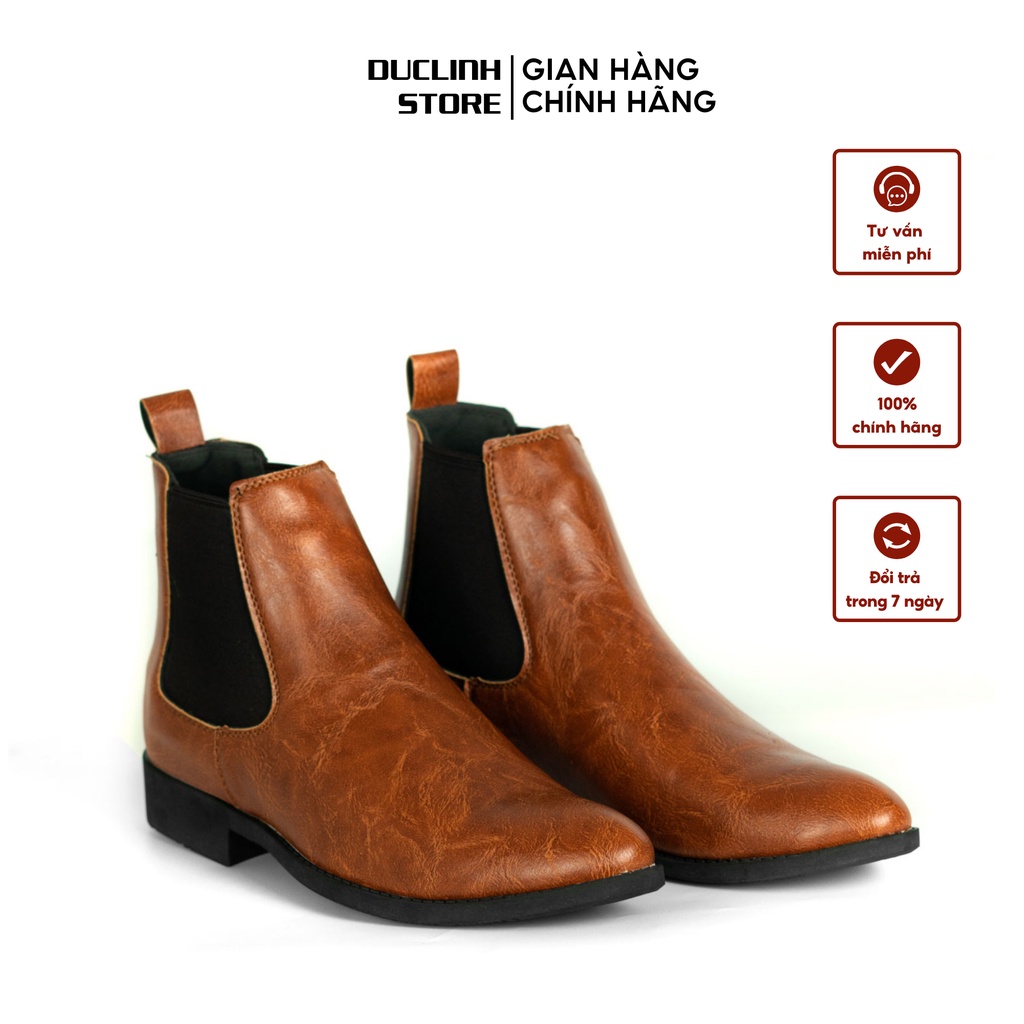 Giày Boots Nam Chelsea Boots Classic Đế Tăng 5cm Chiều Cao Màu Nâu Đỏ Đức Linh GDA046