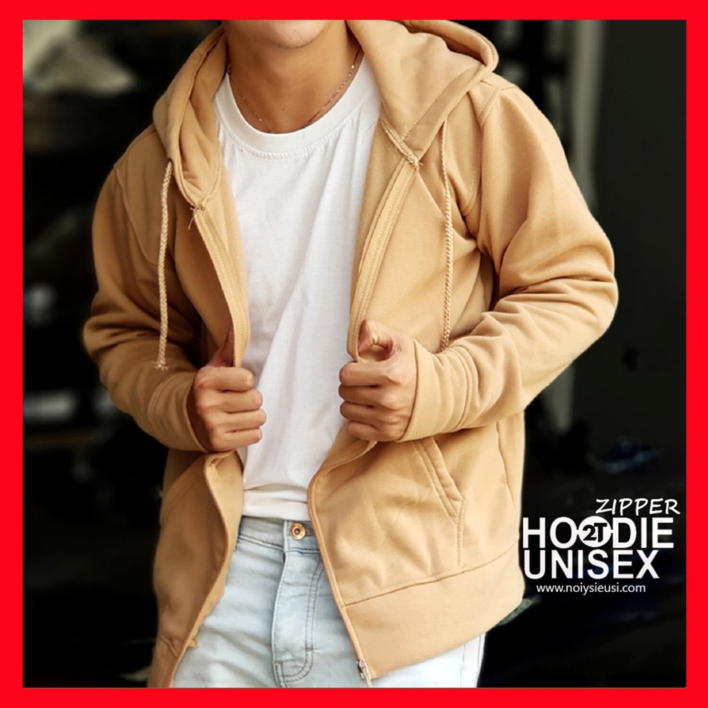 áo hoodie Áo hoodie zipper unisex 2T Store 2 gam màu kem cá tính - Áo khoác nỉ dây kéo nón 2 lớp dày dặn chất lượng đẹp