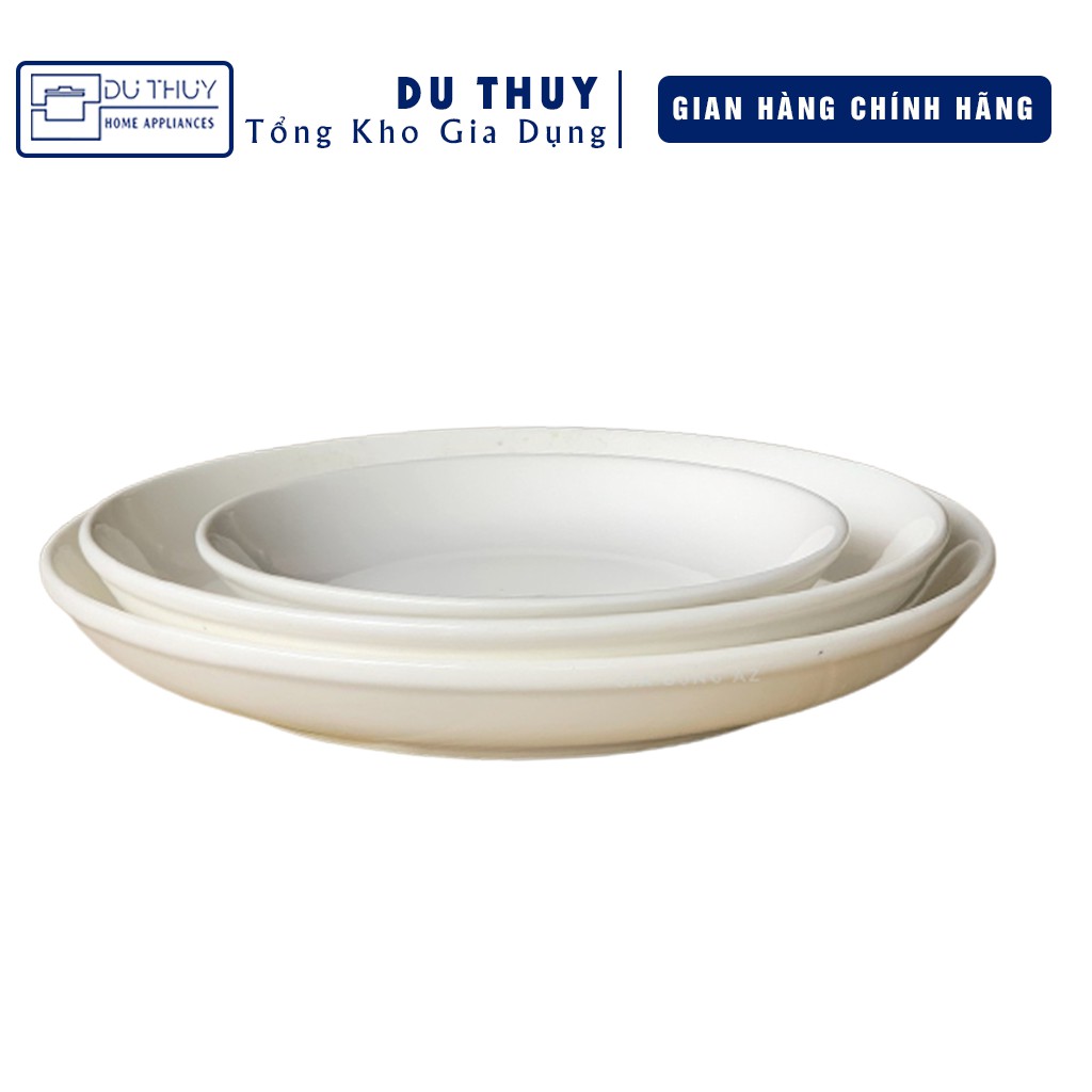 Dĩa sứ tráng men đáy sâu màu trắng men, đường kính 15 cm - 17.5 cm - 20.5 cm - 23 cm - gia dụng Du Thủy