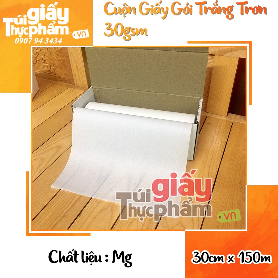 Cuộn Giấy Gói Pelure Thực Phẩm _ thời trang _Không In (30 &amp; 40gsm)