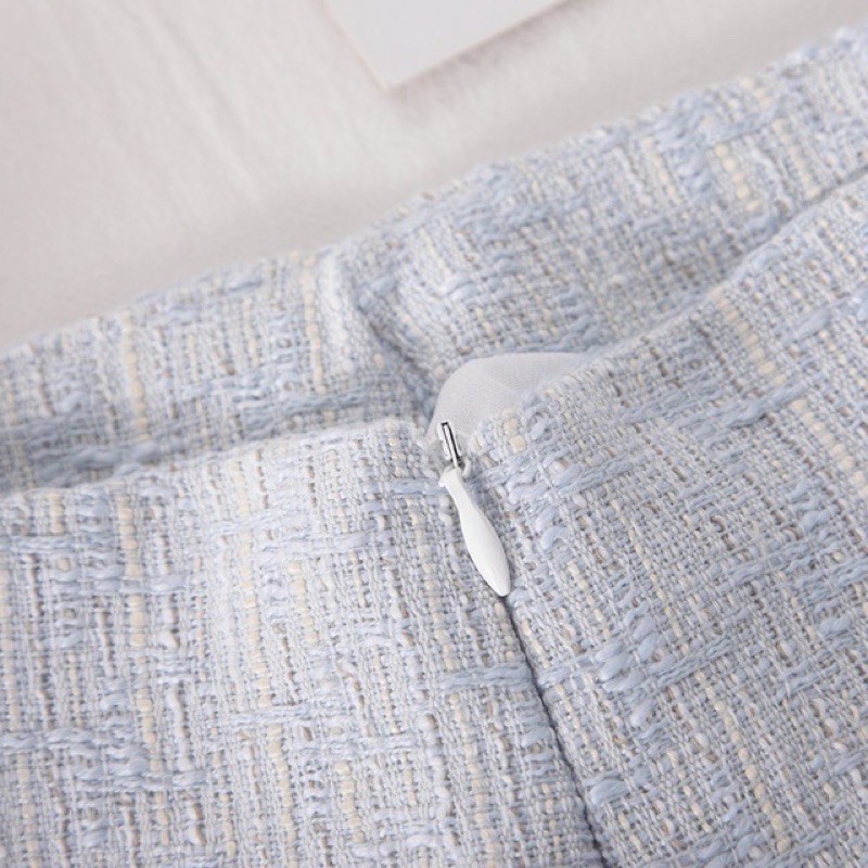 [SẴN S-Có ảnh thật] Set áo+ chân váy dạ tweed xanh babyblue nút ngọc vintage SAM SAM BOUTIQUE | BigBuy360 - bigbuy360.vn