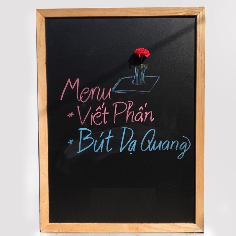 Bảng menu đen khung gỗ 40*60 cm (tặng bút huỳnh quang, phấn mầu)