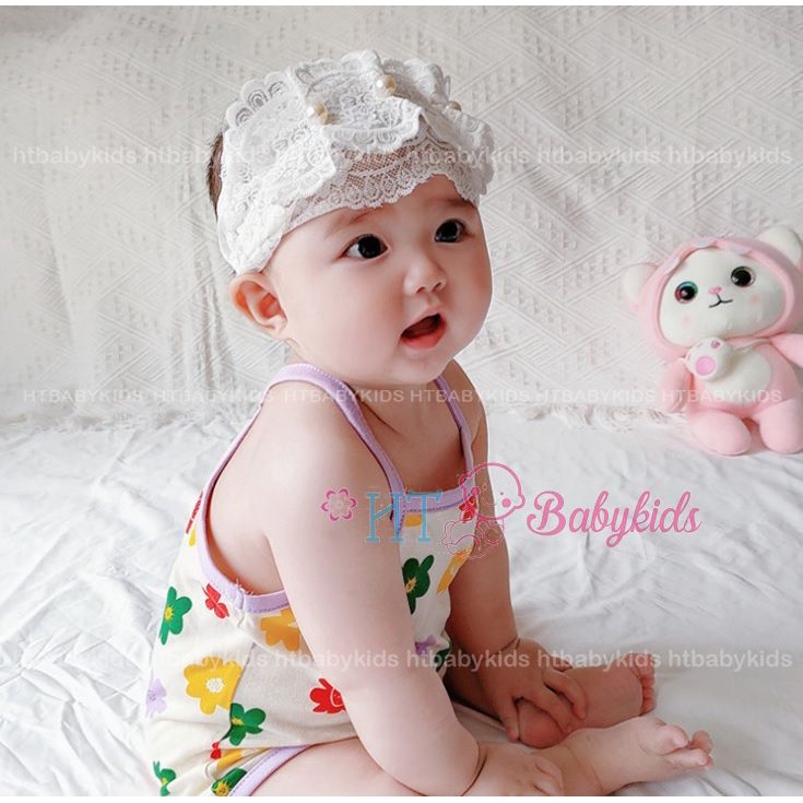 Băng Đô Turban Vải Đính Hoa Ren Cho Bé Gái