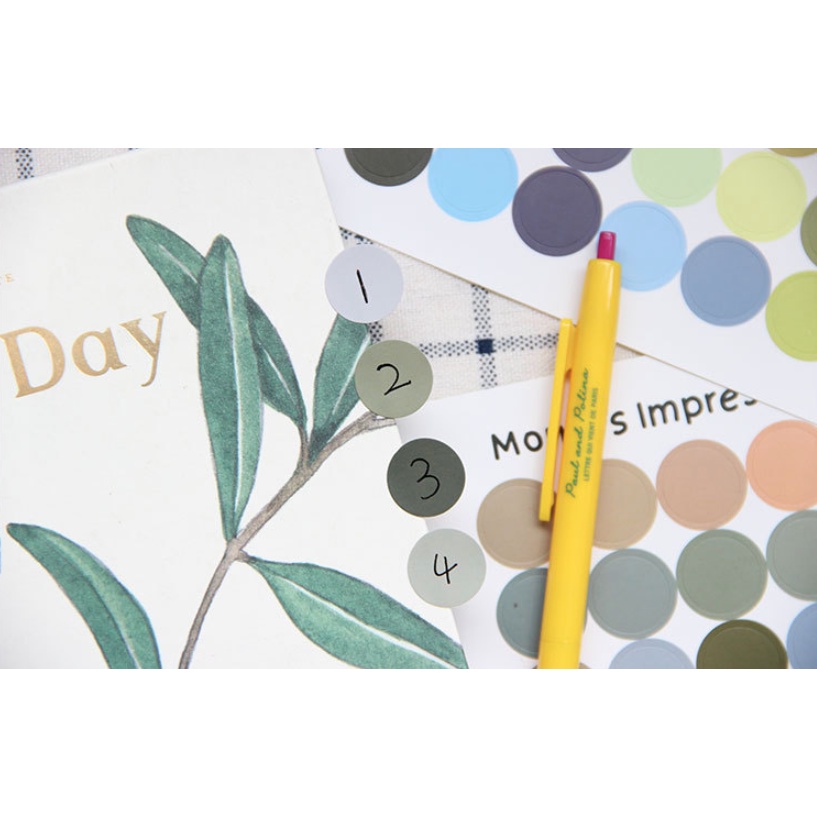 Sticker DIY hình chấm tròn/trái tim/chân thú/số đếm/gấu thỏ dán tường, trang trí sổ tay