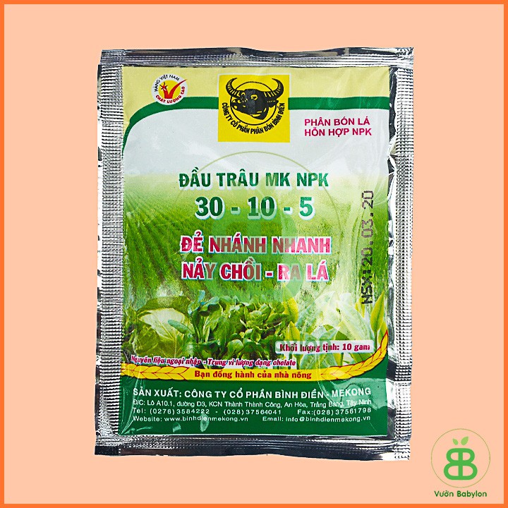 Phân Bón Nảy Mầm, Ra Lá Đầu Trâu MK 30-10-5