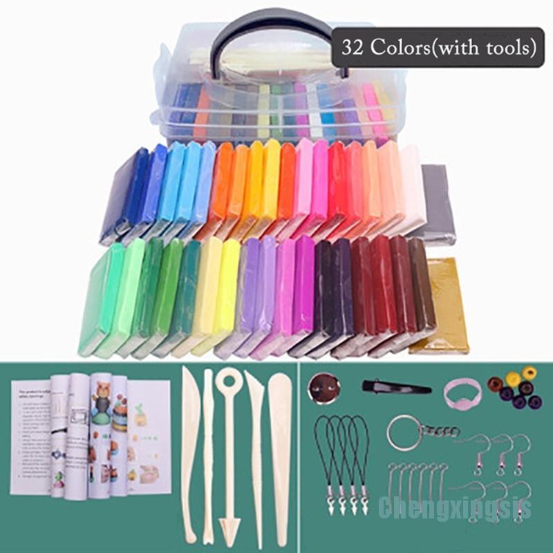 [Chengxingsis]New 24/32/42 Colors of Oven-Bake Clay Blocks Polymer Clay Starter Kit With Tools