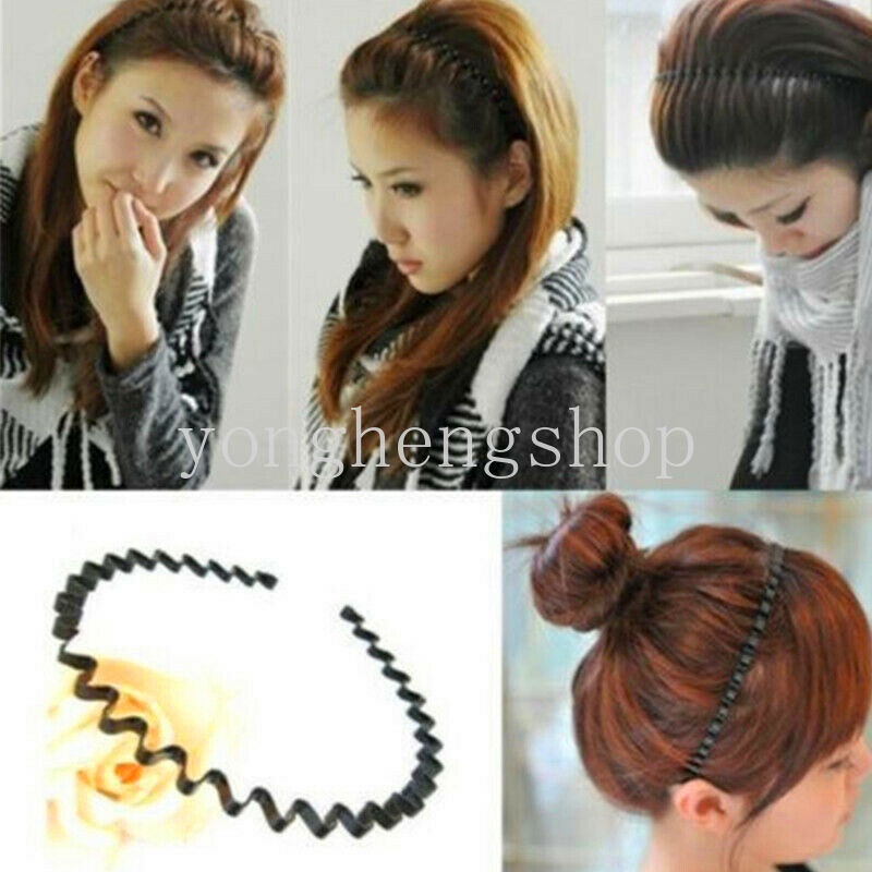 Băng đô cài tóc kiểu dáng lượn sóng màu đen thời trang cho nam và nữ