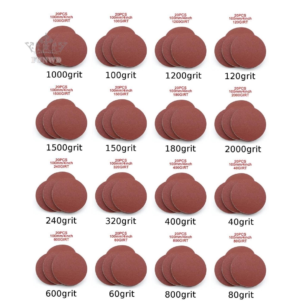 Giấy Nhám Tròn 4inch / 100mm 40-2000grit Đánh Bóng Xe Hơi Chất Lượng Cao