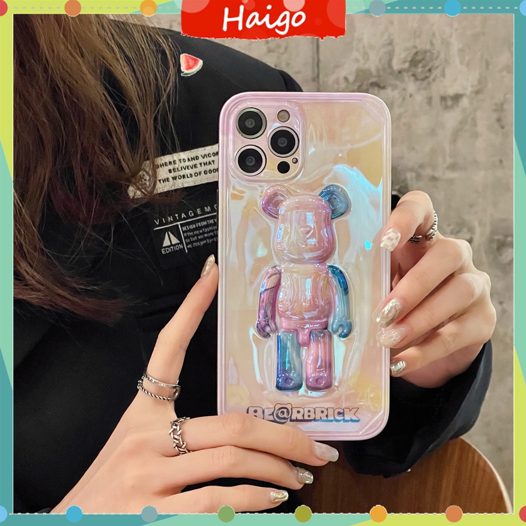 Ốp điện thoại nhựa cứng in hình gấu 3D Cho iPhone13 12 Mini 11 Pro Max 6 / 6s 7 / 8plus Se2 X / Xs Xr Xsmax HG4629