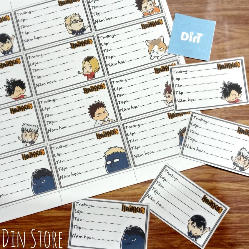Bộ 16 Nhãn Vở Anime Nhiều Mẫu - Nhãn vở Jujutsu Kaisen Kimetsu no Yaiba Tokyo Revengers One Piece SpyXFamily