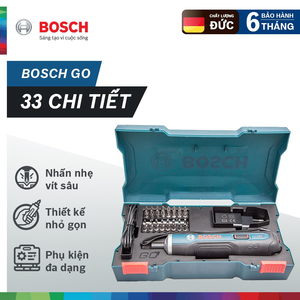 Máy vặn vít Bosch Go kit 33 chi tiết.