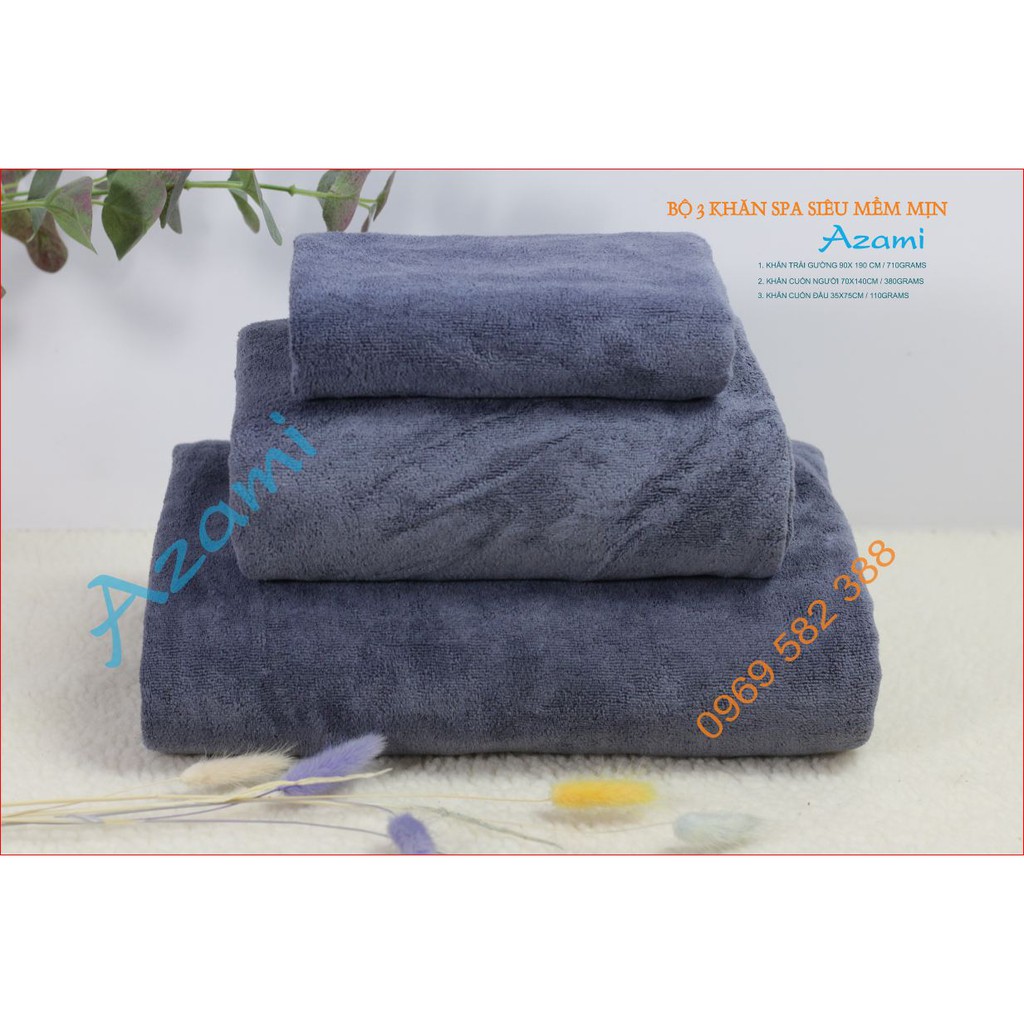 BỘ 3 KHĂN SPA SIÊU MỀM MỊN - 35X75CM, 70X140CM, 90X190CM