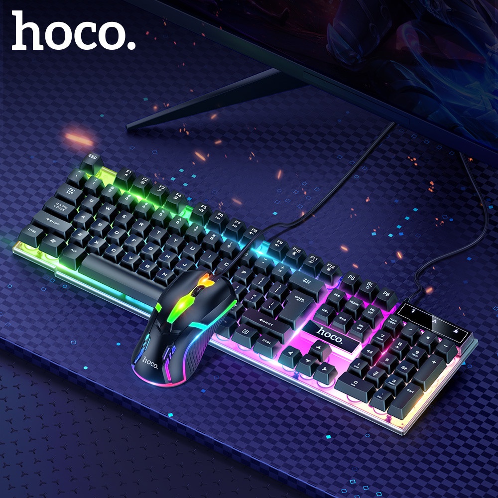 Bộ Bàn Phím Và Chuột Gaming Hoco GM11 / GM12 / GM13 Chơi Game Có Dây - Có Đèn Nền LED RGB Tùy Chỉnh Chế Độ Đèn