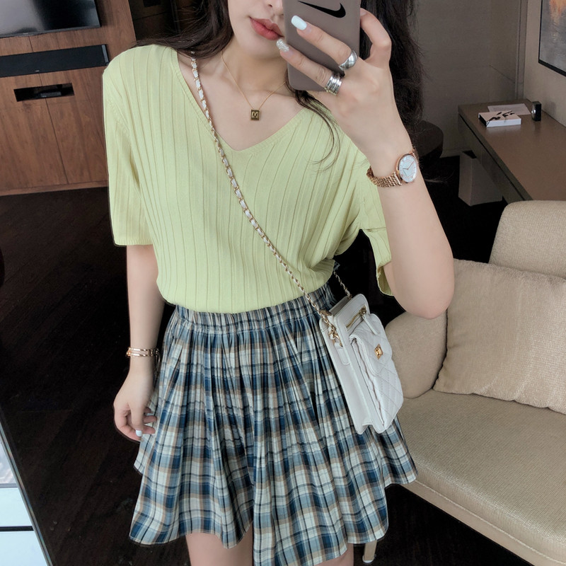 Áo Thun Nữ Tay Ngắn Cổ Chữ V Thời Trang Quyến Rũ 1674#