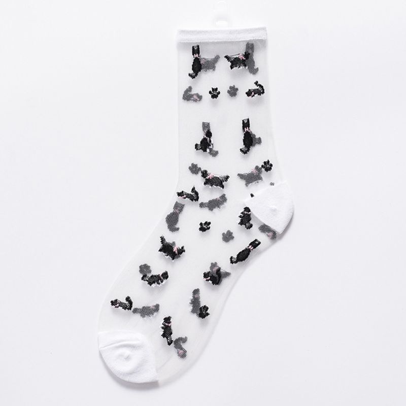 Youyo Vớ Sợi Thủy Tinh Trong Suốt In Họa Tiết Mèo Hoạt Hình Phong Cách Nhật Bản Cho Nữ Ultra-